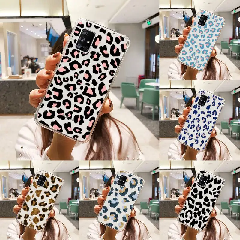 

Leopard Print Phone Case Transparent For Samsung A51 A50 A71 A70 A81 M60S Note S21 S 20 10 9 8 11 E Plus Ultra