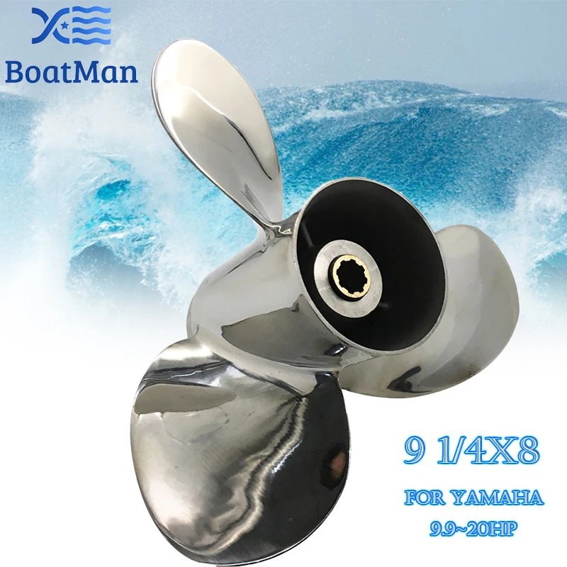 

Outboard Propeller 9 1/4x8 For Yamaha 9.9HP F9.9 15HP F20 Stainless steel 8 splines Boat Parts & Accessories 63V-45947-00-EL