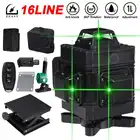 360 горизонтальный и вертикальный лазерный уровень 4D с 16 линиями, зеленый самонивелирующийся лазерный уровень с дистанционным управлением