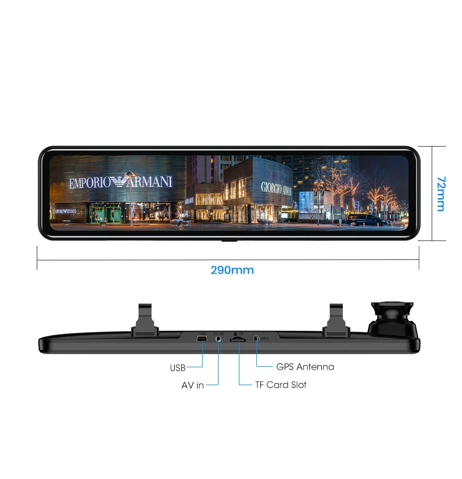 Зеркало заднего вида DVR автомобиля тире камерой 4K Камера видео регистратор для