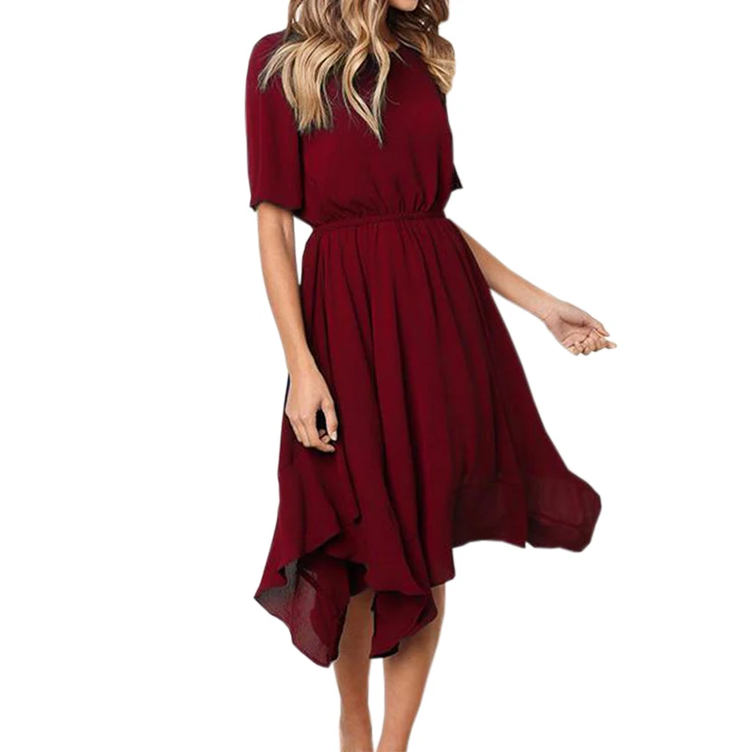 Пляжное платье трапециевидной формы с коротким рукавом и оборками Вечерние