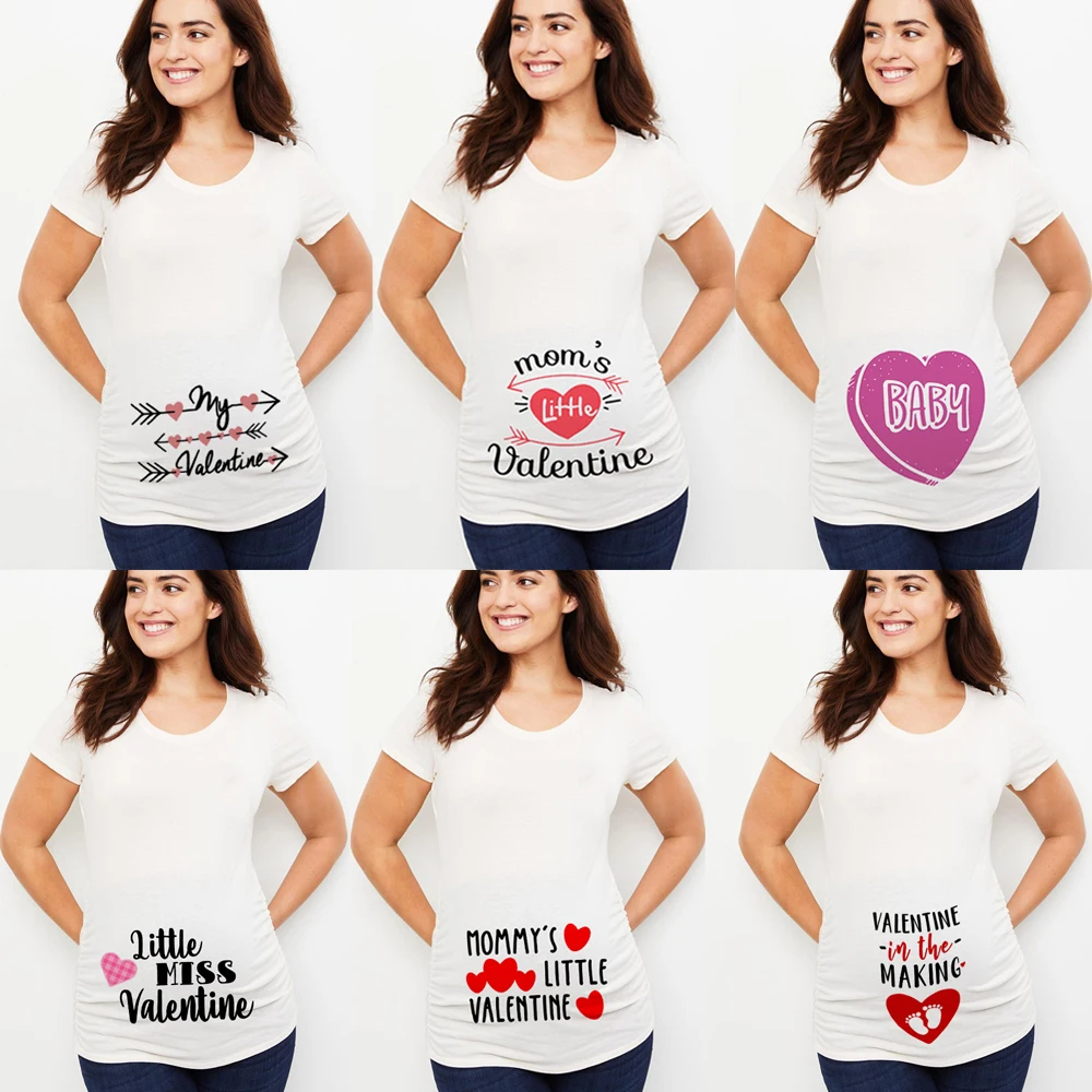 

Maternity Valentines Day Cute Announcement Baby Pregnancy T Shirt Pregnant Maternity Tshirts Tops Clothes Girl T shirt