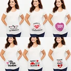 День Святого Валентина милый объявление ребенок беременность Футболка для беременных футболки для беременных топы Одежда для девочек Футболка