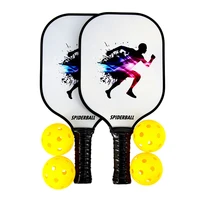 spiderball 6pcs pickleball paddle 2 premium graphite craft rackets honeycomb core 4 balls ultra cushion grip racquet