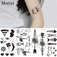 morixi small tattoo sticker black color animals flowers heart liner printing waterproof water transfer fake tattoo sticker ra086