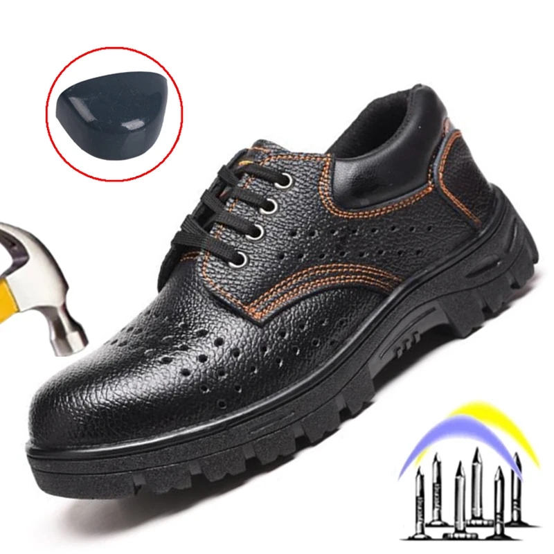 

Мужские защитные ботинки со стальным носком, дышащие, легкие, для строительства, защиты от ударов, прокалывания, работы на открытом воздухе