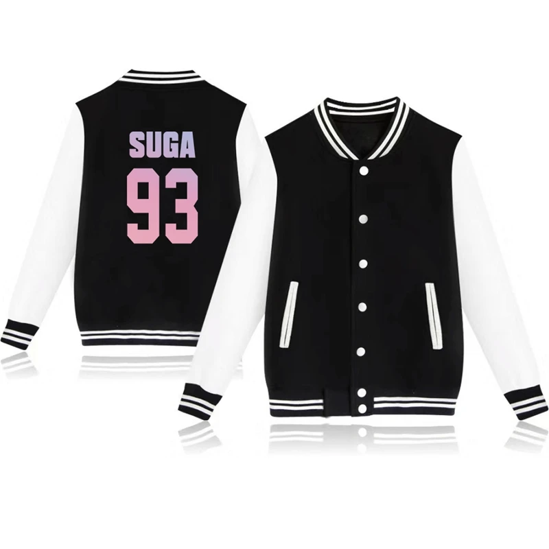 

Bangtan Boys Printing Suga93 Autumn And Winter Harajuku Style Korean Couples Streetwear Female Baseball Uniform Patchwork Jacket