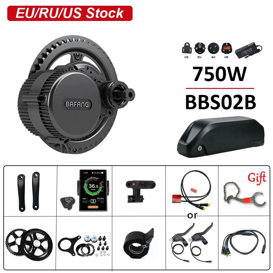 Bafang 48V 750W BBS02B Электрический велосипед Conversion Kit середине приводной двигатель