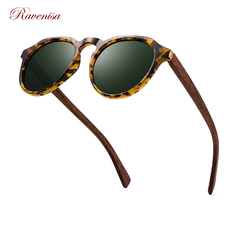 Ravnisa Wooden Polarized Sunglasses Tortoiseshell Gray Mirror Lens Vintage Sun Glasse For Women Men 2020 New Wood Style