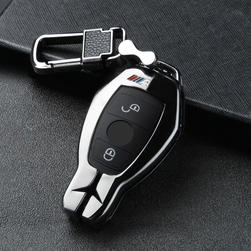 Black Buckle 2 bt Металлический брелок для ключей, чехол, защитный чехол, подходит для Mercedes Benz E C Class W204 W212 W176 GLC CLA GLA, автомобильные аксессуары - Название цвета: Black Buckle 2 bt