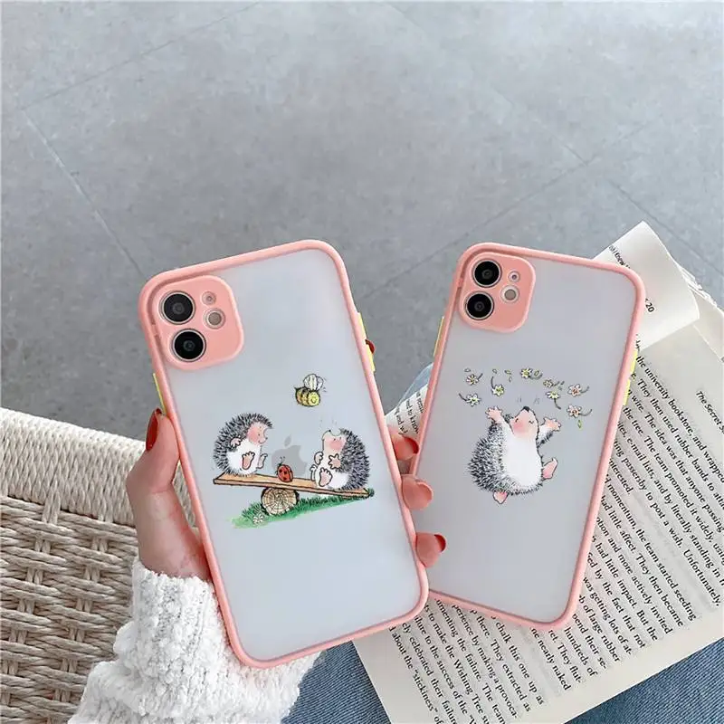 

Cute Hedgehog cartoon funny animal Phone Case matte transparent For iphone 7 8 11 12 13 plus mini x xs xr pro max cover