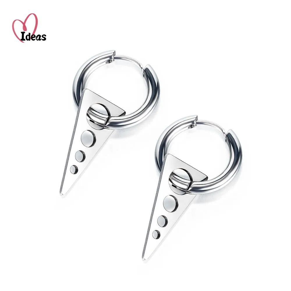 

New Arrival Retro Versatile Triangle Circle Stud Earring Titanium Steel For Man Punk Gift Not Fade Drop Shipping