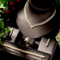 hibride new luxury women nigerian wedding bride cubic zirconia necklace dubai 4pcs jewelry set jewelry addiction bijoux n 1313