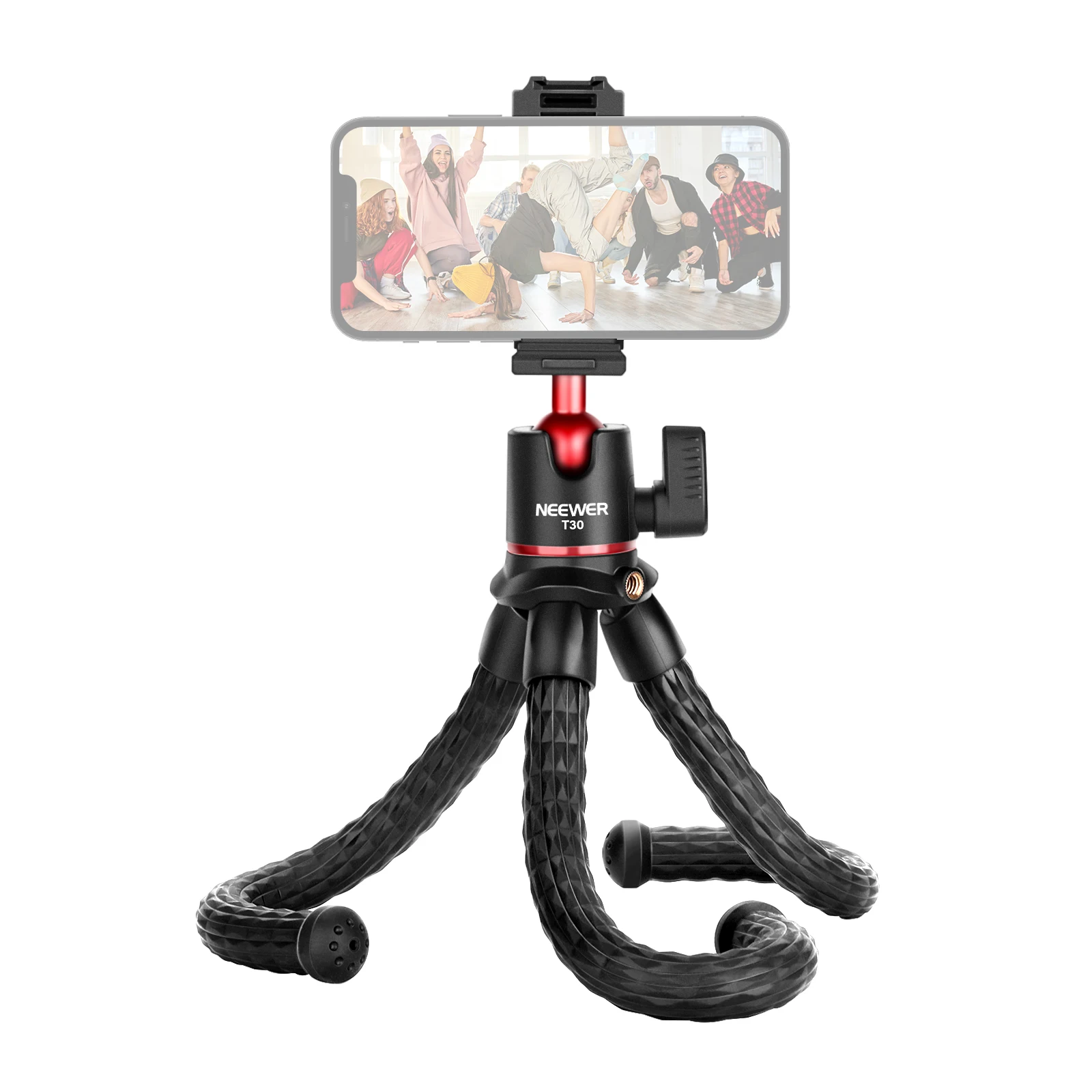 

Neewer T30 Phone Tripod, Tripod Stand with Ball Head Phone Holder&Cold Shoe Mount, Travel Tripod For iPhone/Android/DSLR Camera