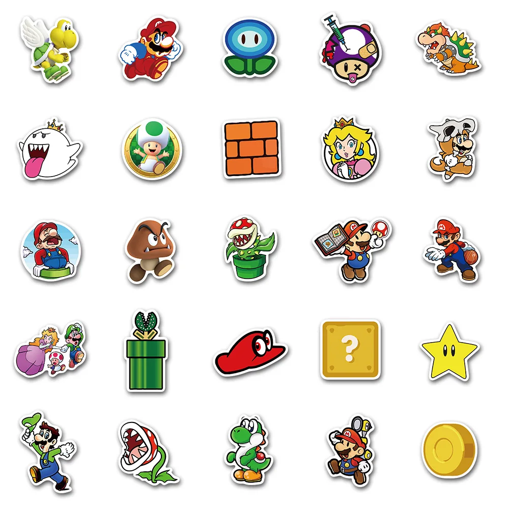 10/30/50 uds juego de Super Mario pegatinas para pared decoraci&oacute;n nevera de la bici de la motocicleta refrigerador pegatinas para coche ordenador port&aacute;til juguete de dibujo animado para ni&ntilde;os-5