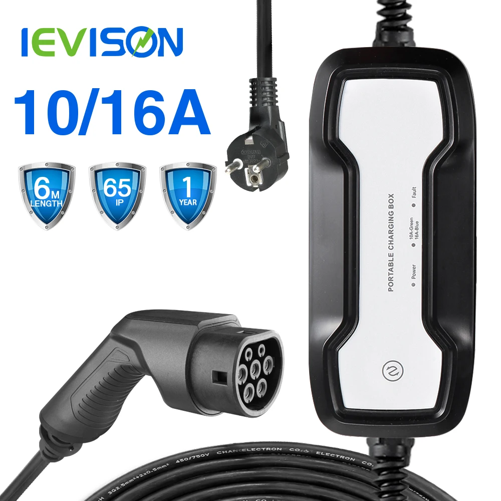 Автомобильное зарядное устройство EVSE EV портативное тип 2 переключаемый 10/16 А 3 6