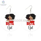 SOMESOOR афро вьющиеся натуральные волосы Дельта девушка деревянные серьги-капли Черные основные работники Рак Выживание Висячие Подарки для женщин