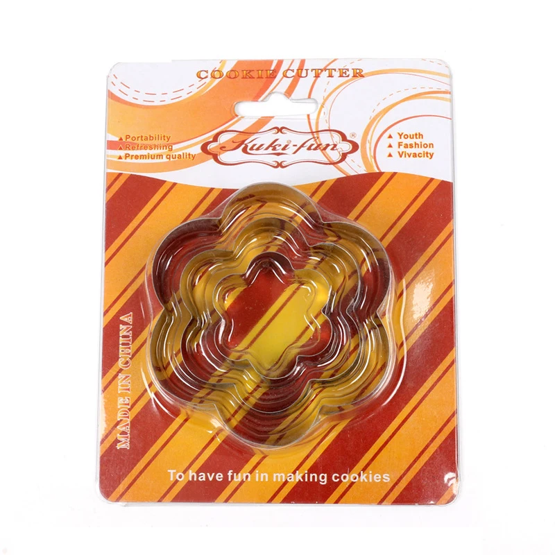 

Plum-shaped 3-piece Set Cookie Cutter Stainless Steel Biscuit Knife Baking Fruit Cut Kitchen Tools Embossing Printing