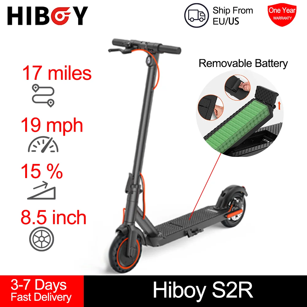 

Электрический скутер Hiboy S2R, 350 Вт, со съемной батареей, 19 миль/ч, диапазон 17 миль, складные самоходные скутеры для взрослых