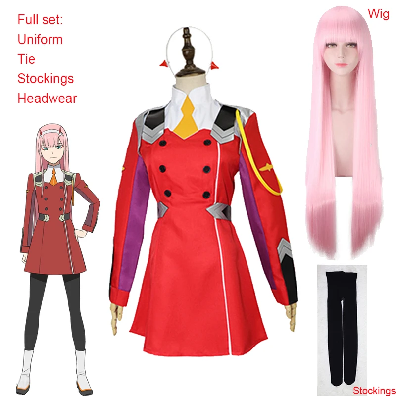 Костюм для косплея 02 Zero Two DARLING in the FRANXX женский костюм DFXX полный комплект платье
