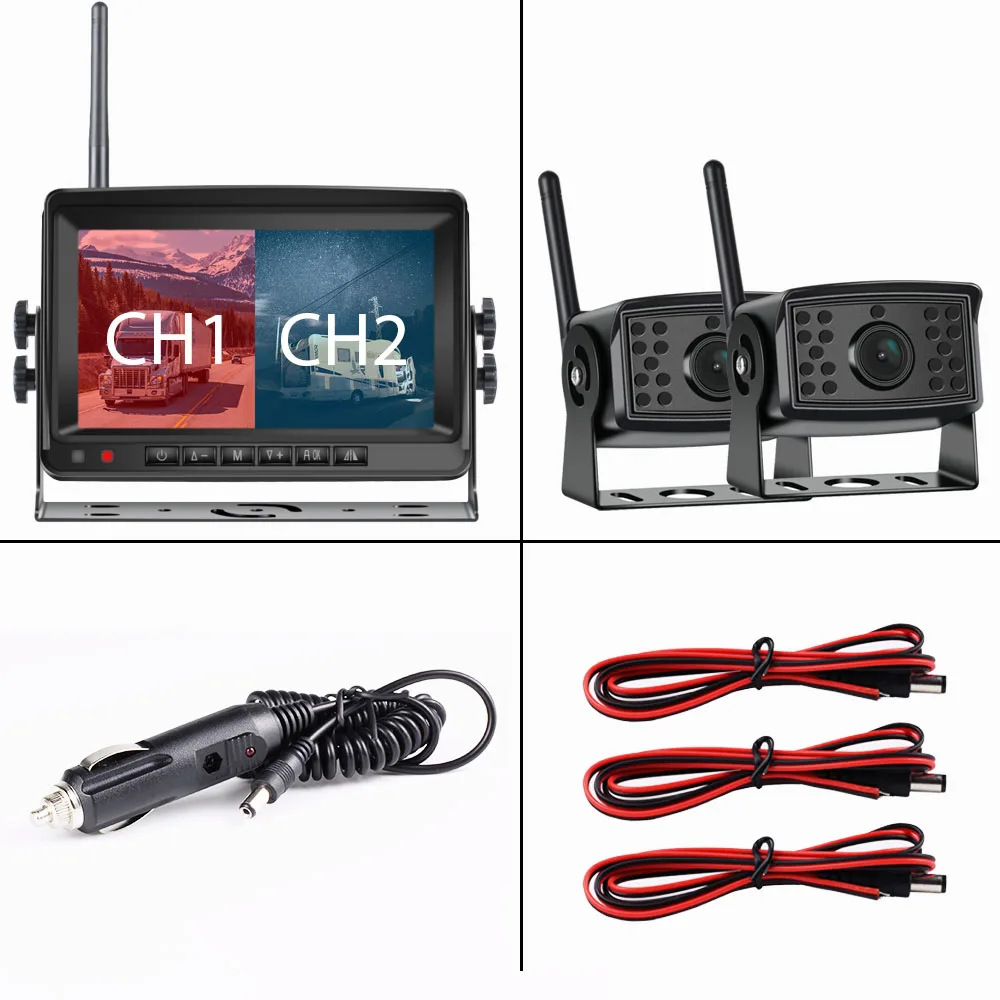 

2-канальный AHD беспроводной грузовик DVR автомобильный монитор экран 7 дюймов ИК Ночное Видение Реверсивный резервный рекордер Wi-Fi камера для автобуса RV