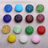 1pcs auspicious sign flat round shape 26mm handmade lampwork glass loose beads for jewelry making diy crafts findings