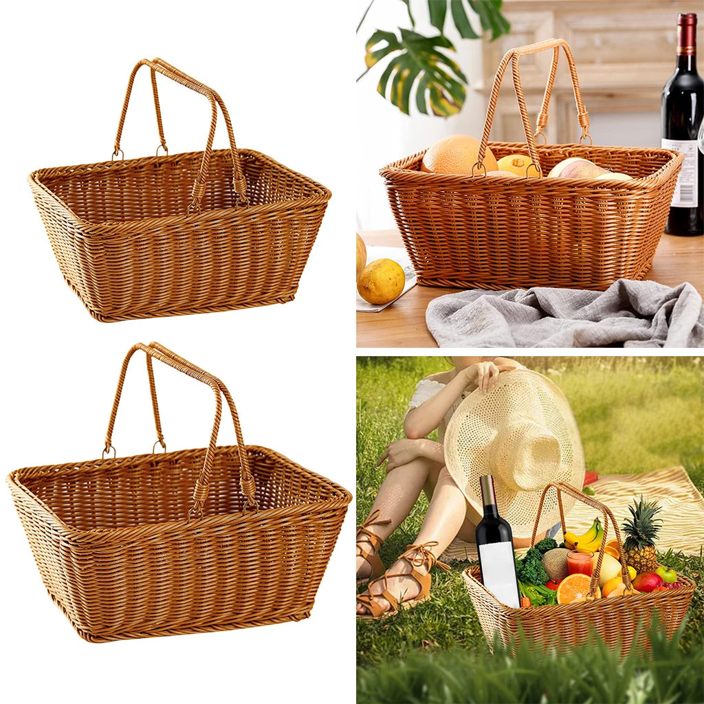 Picnic Basket Handmade Shopping Sundry Organizer with Double Handles for Wedding Gifts | Дом и сад