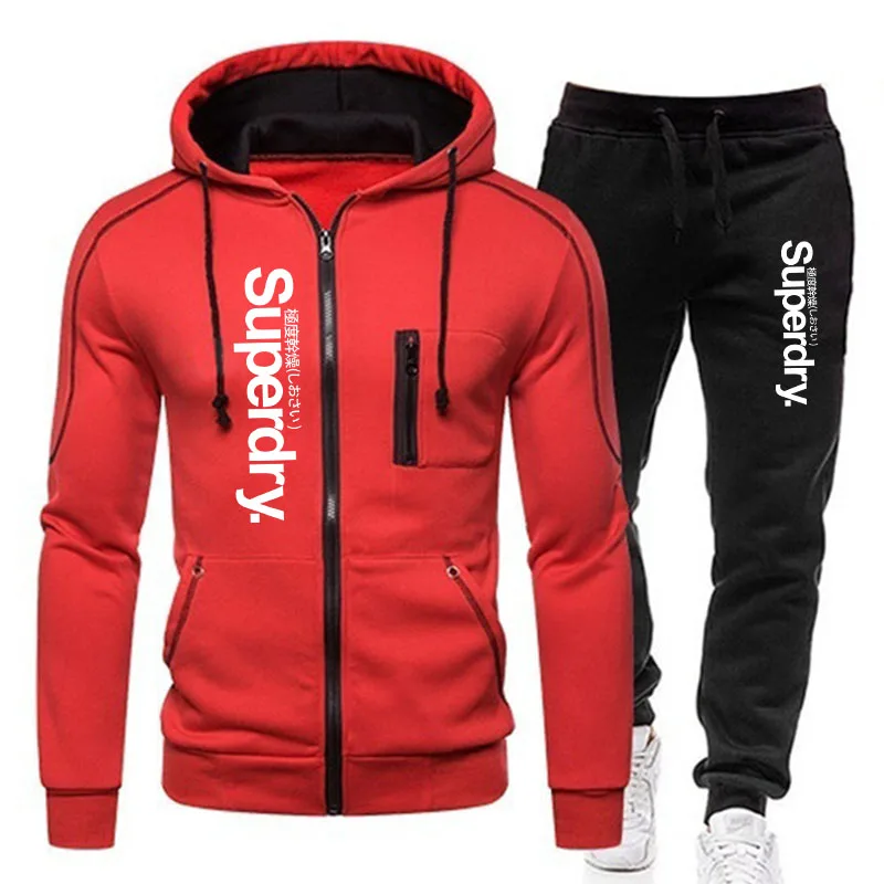 

Мужской спортивный костюм из 2-х предметов, повседневный спортивный костюм, толстовка с капюшоном и штаны, уличная одежда, осень-зима 2022