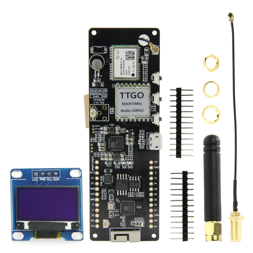 TTGO T-Beam V1.1 SX1262 LORA 868/915MHZ ESP32 WiFi Wireless Bluetooth Module GPS NEO-M8N IPEX 18650 Battery Holder