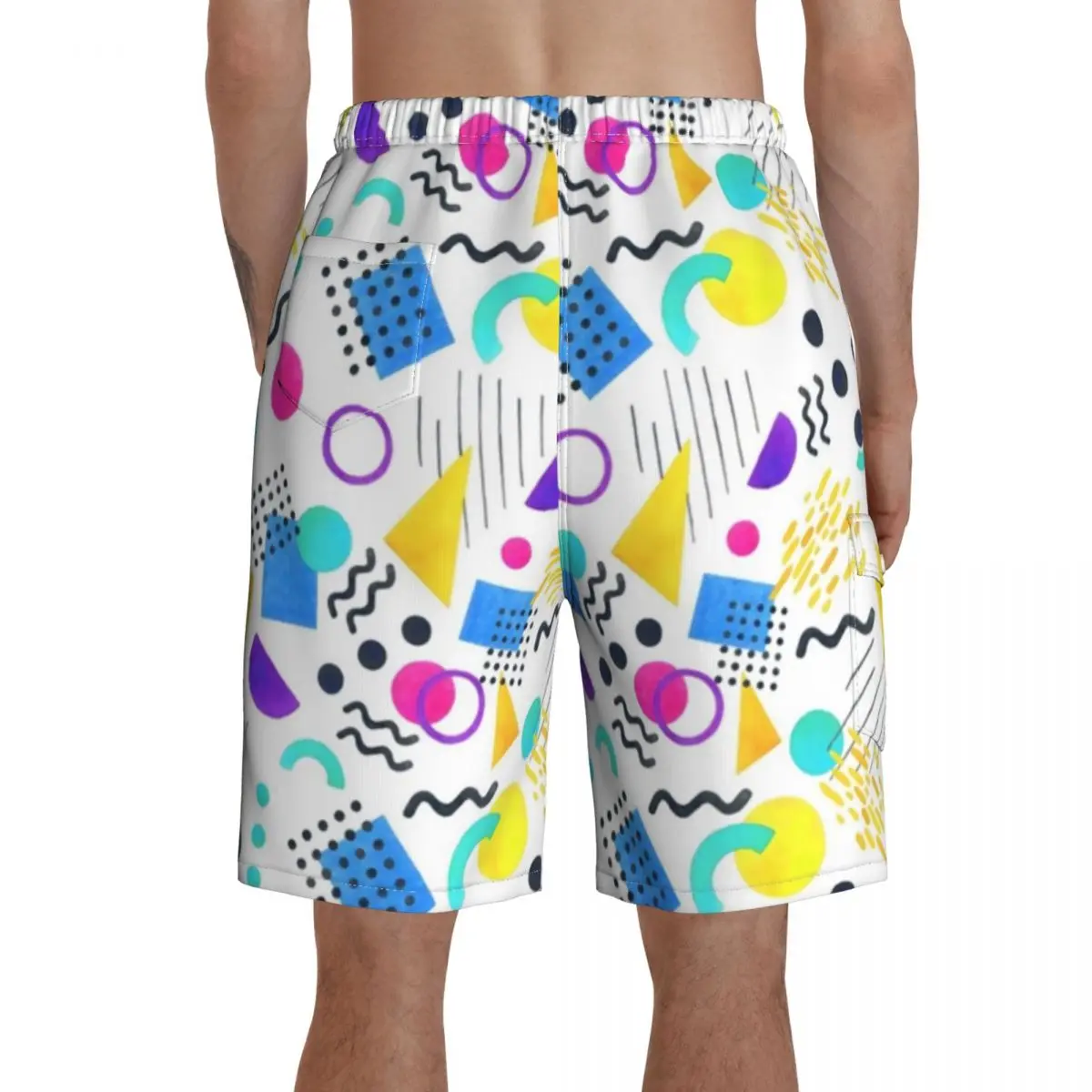 

Line Board Shorts Funny Beach Swimming Trunks Polyester Men Swim Trunks