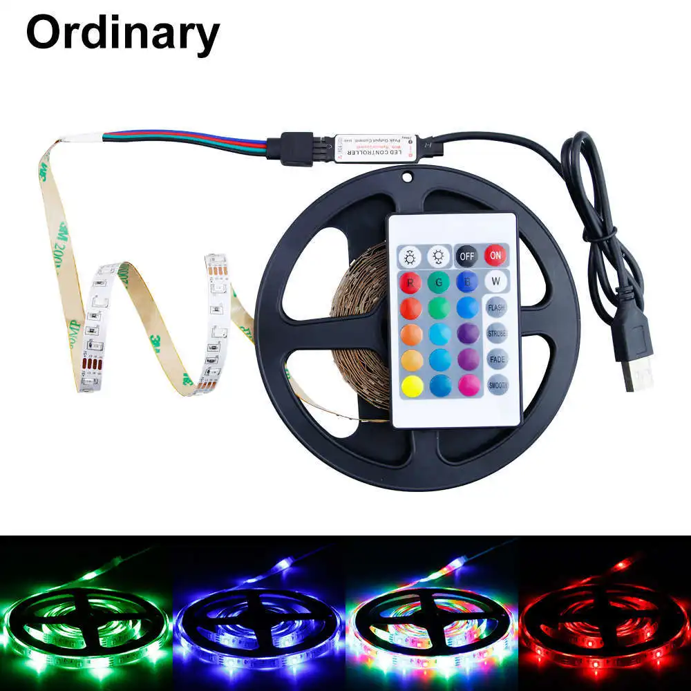 

LED RGB Lamp Tape Ribbon 5V USB Light Strip LED Flexible Lamp RGB Remote Control Waterproof BackLight Brighter 0.5 1 2 3 4 5 M
