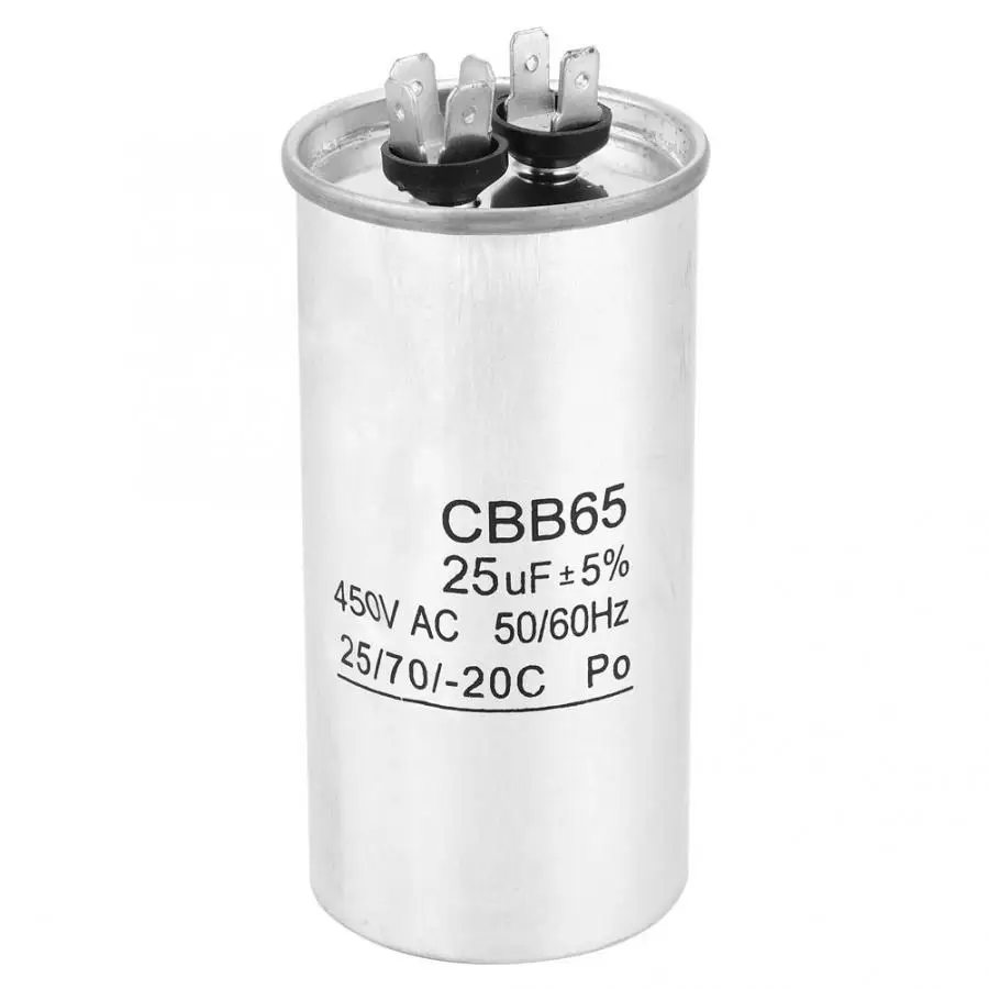 Конденсатор двигателя CBB65 25 мкФ 450V конденсатор с алюминиевым корпусом