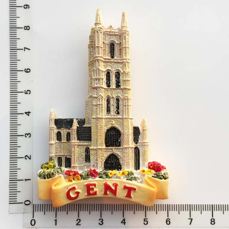 

Ghent, Belgium landmark building bell tower tourist souvenir magnetic refrigerator sticker