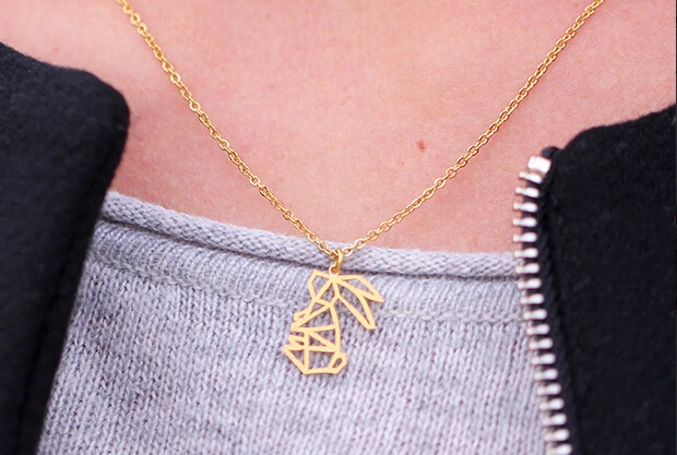 Ромашки одна штука ожерелье с кулоном милый кролик животное из нержавеющей стали