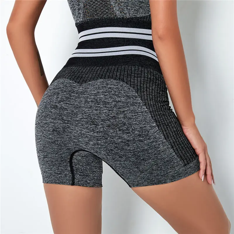 

Women Sexy Sports Shorts Hot Shorts High Waist Yoga Shorts Fitness Gym Shorts Hips Push Up Shorts Female Striped Seamless Shorts