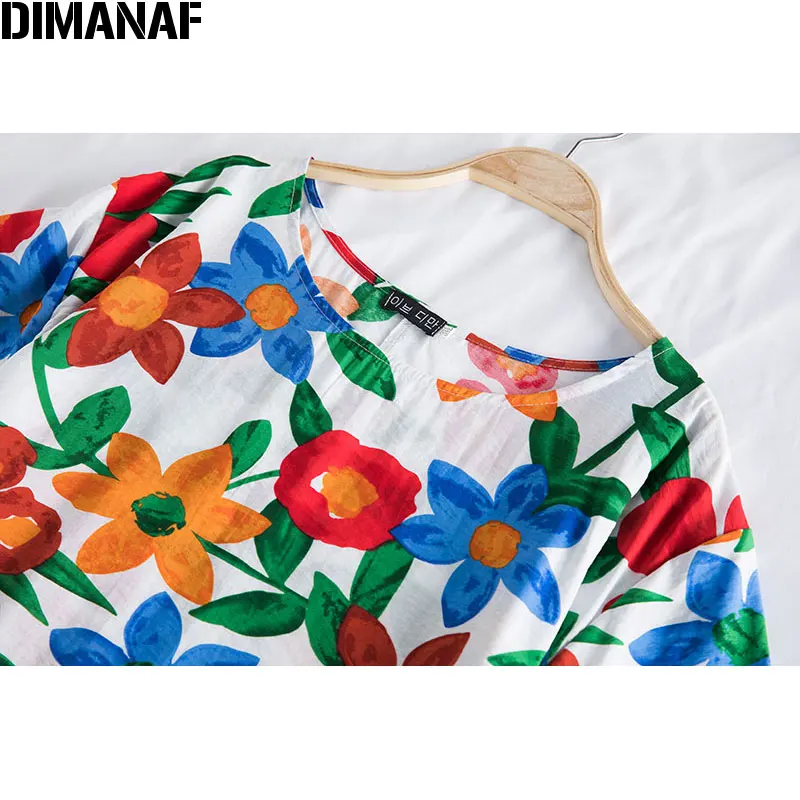 Платье-рубашка летние платья DIMANAF женское с цветочным принтом хлопковый сарафан