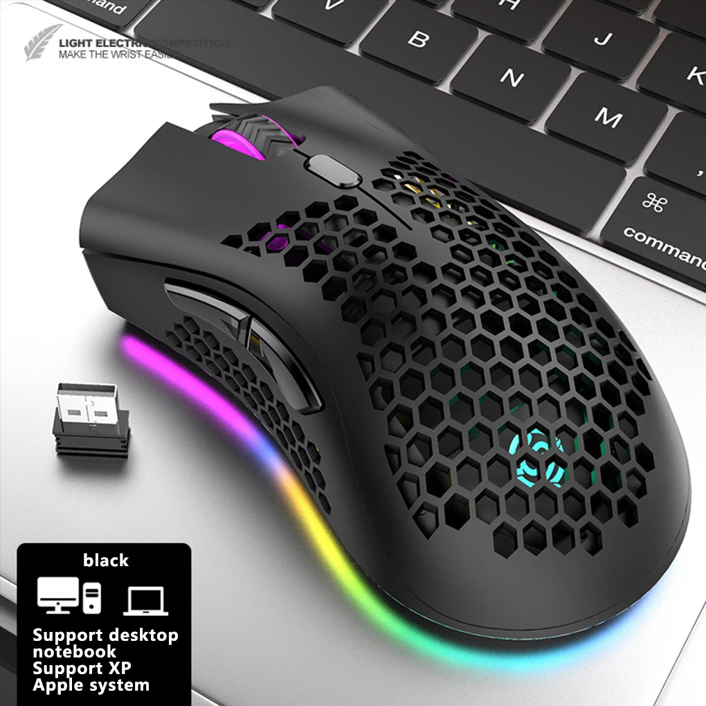 New Gaming Mouse Wireless Hollow Game Rechargeable Computer Gamer RGB Silent Mice With Backlight For PC Laptop |
