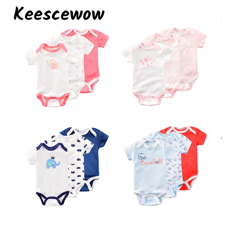 

Keescewow Детские эластичные хлопковые боди с коротким рукавом в стиле унисекс (3 шт.)