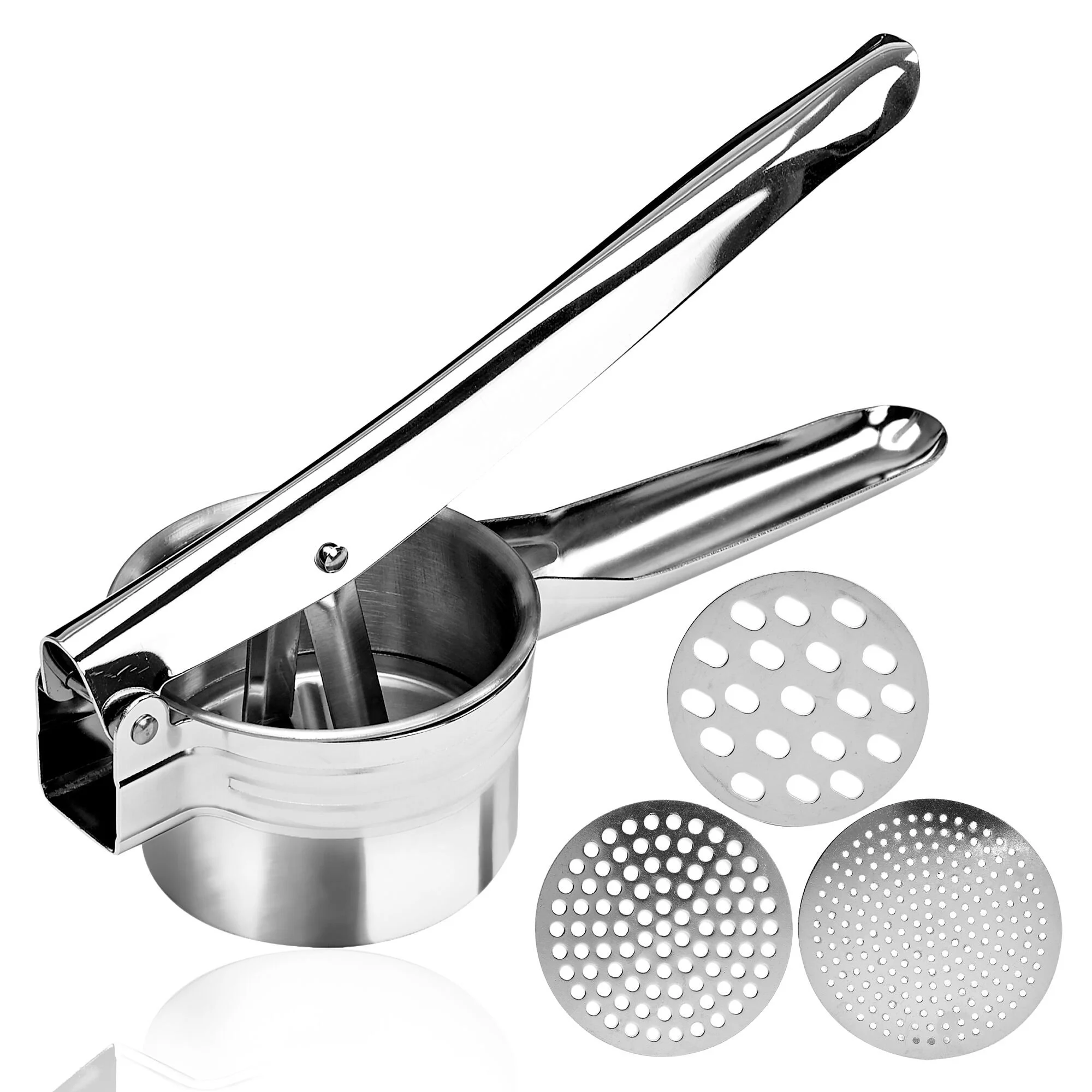 

Stainless Steel Potato Ricer Manual Masher for Potatoes Fruits Vegetables Yams Squash Baby Food 3 Interchangeable Discs for Fine