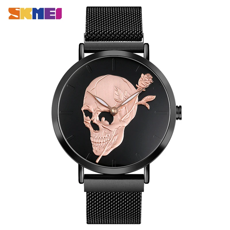

2020 SKMEI Luxury Brand Skull Skeleton Men Quartz Watches 30M Waterproof Male Wristwatch relojes hombre 9173 Men's Watch Clock