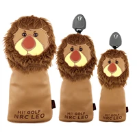 pu leather lion animal golf club head cover headcover for 460 cc wood driver golf accessories