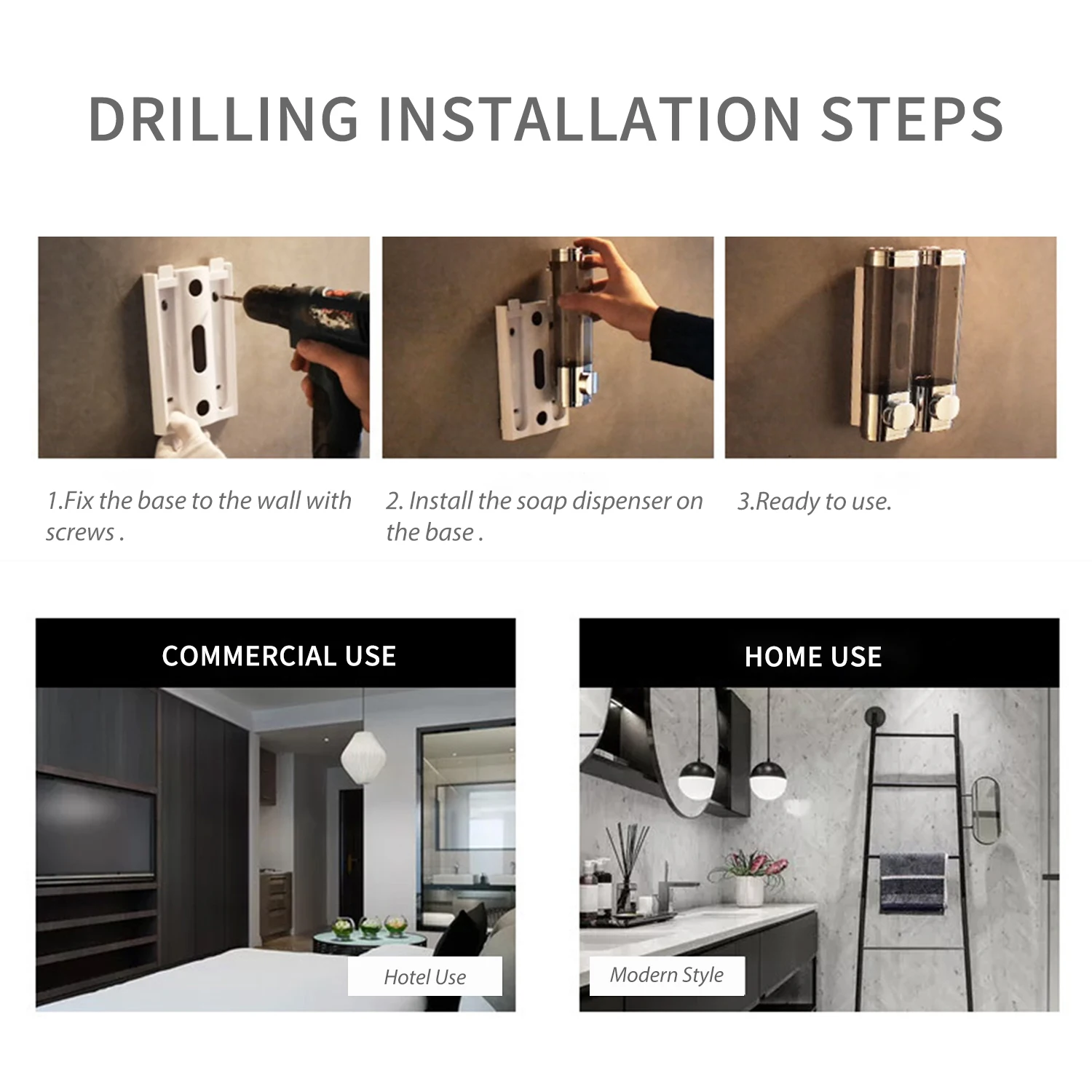 

Wall-Mounted Soap Dispenser Manual Liquid Lotion Gel Shampoo Dispenser Kitchen Bathroom Soap Dispenser for Bathroom Accessories