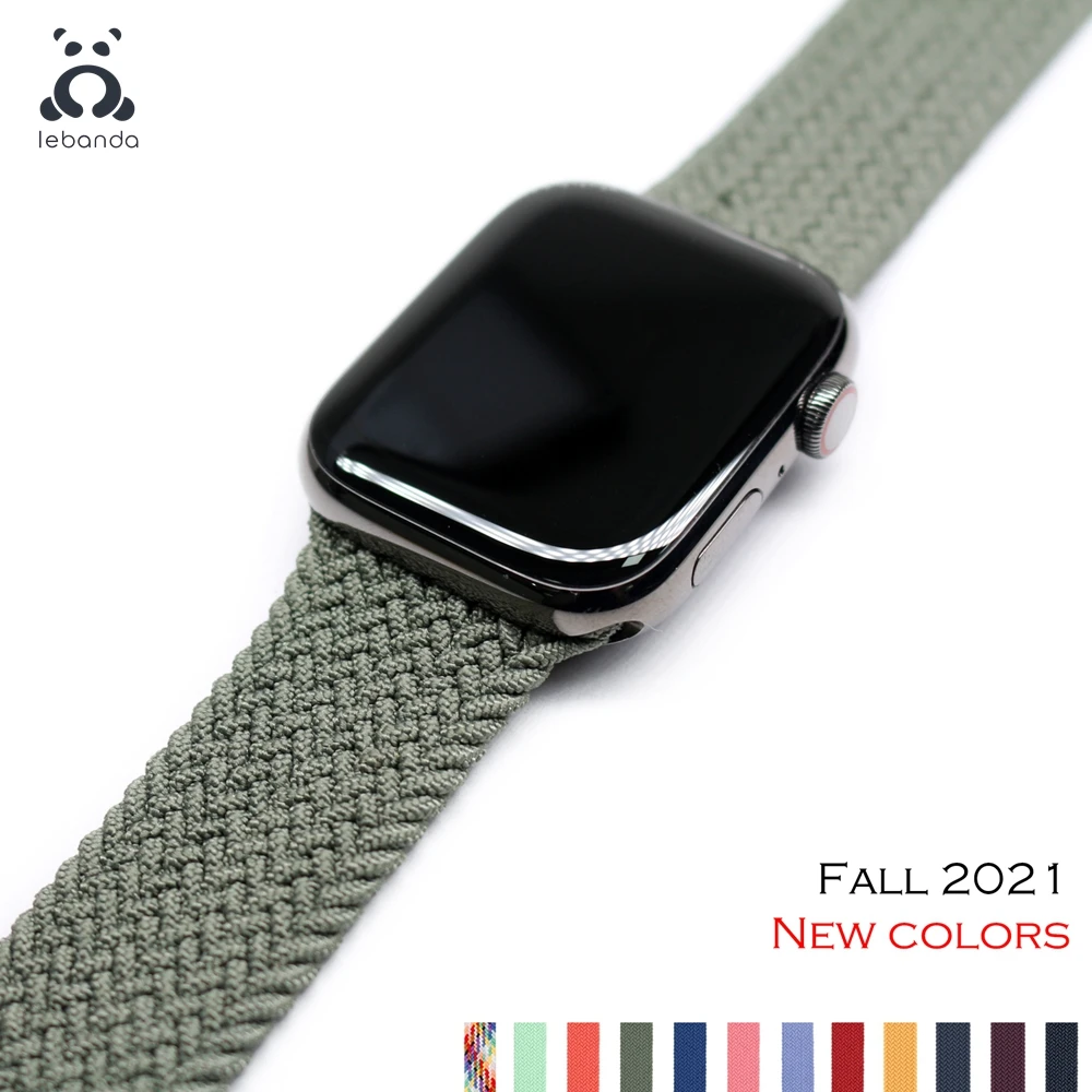 Lebanda intrecciato solo loop per Apple Watch series 7 6 SE 5 4 3 cinturino estensibile per cinturino in filato di poliestere iWatch 41 45mm