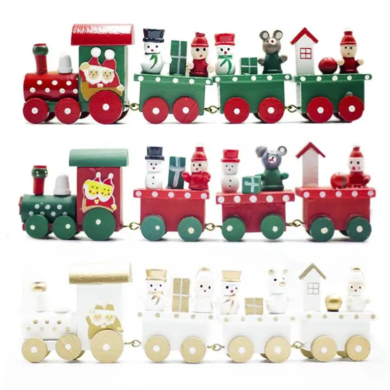2019 Рождественский поезд деревянная модель поезда живопись автомобиля