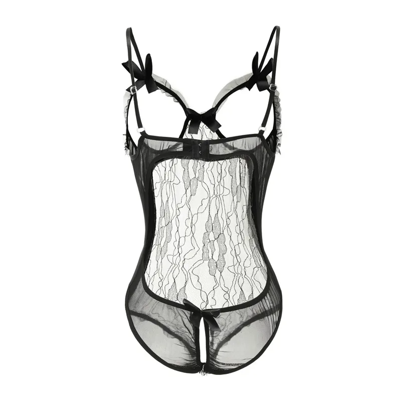 Женское нижнее белье боди кружевное цельное Сетчатое открытая чашка с вырезами