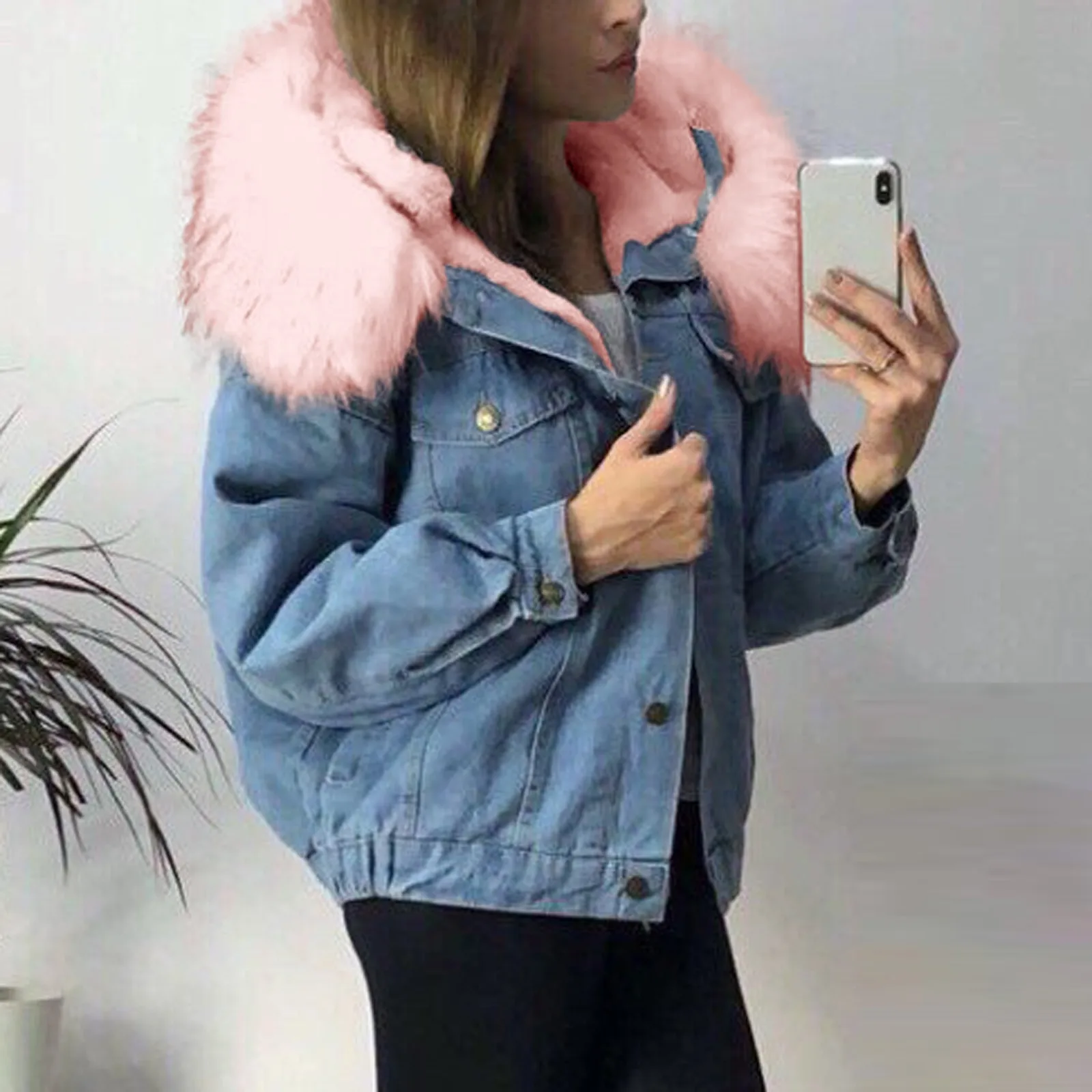 Модные толстовки зимние теплые женские джинсовые куртки пальто с длинным