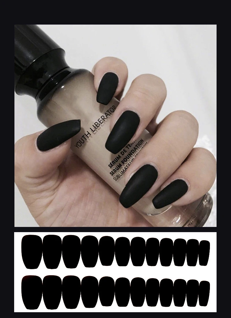 24 шт. многоразовые съемные матовые накладные ногти средней длины | Красота и