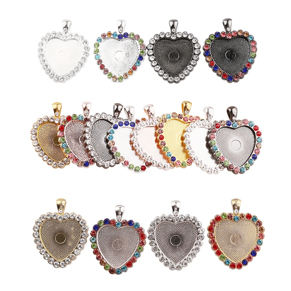 2 шт., подвеска в форме сердца со стразами, 24 мм