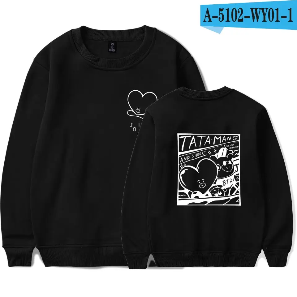 Black Kpop Jim V модная Толстовка в стиле «Bangtan» популярные повседневные пуловеры Kpop с круглым воротником унисекс Harajuku - Цвет: Black