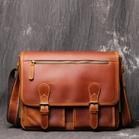 head layer cowhide leather retro leather crazy horse leather male bag single shoulder cross body bag briefcase postman bag